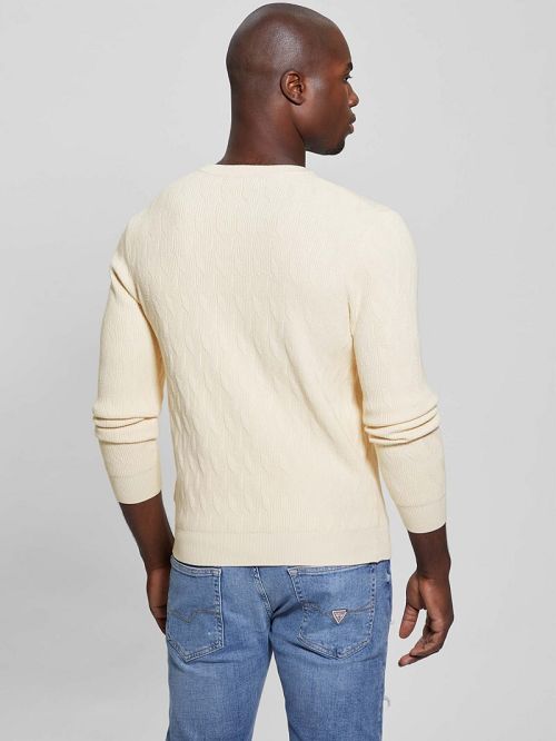 Guess Eco Delroy Stitched Sweater Albi | GUESS-SN31058