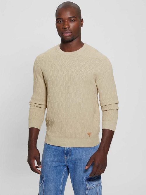 Guess Eco Delroy Stitched Sweater Bej | GUESS-SN31068