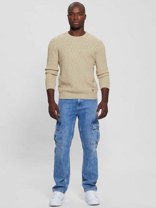 Guess Eco Delroy Stitched Sweater Bej | GUESS-SN31068