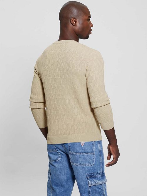 Guess Eco Delroy Stitched Sweater Bej | GUESS-SN31068