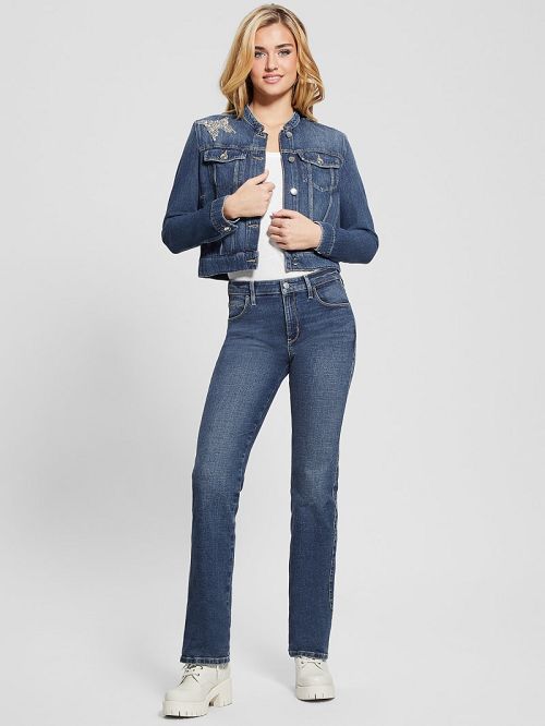 Guess Eco Delya Butterfly Denim Jacket Albastri | GUESS-SN28057