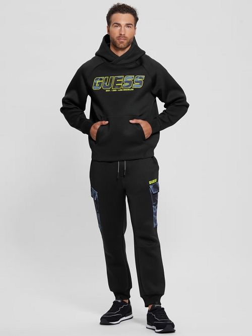 Guess Eco Derych Hooded Sweatshirt Negrii | GUESS-SN31504