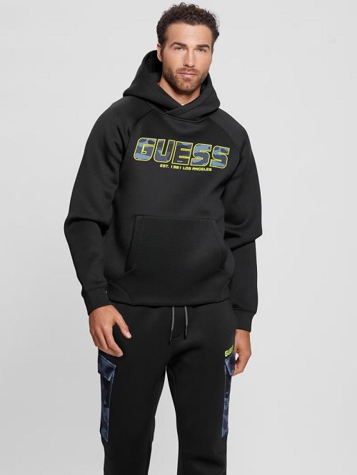 Guess Eco Derych Hooded Sweatshirt Negrii | GUESS-SN31504