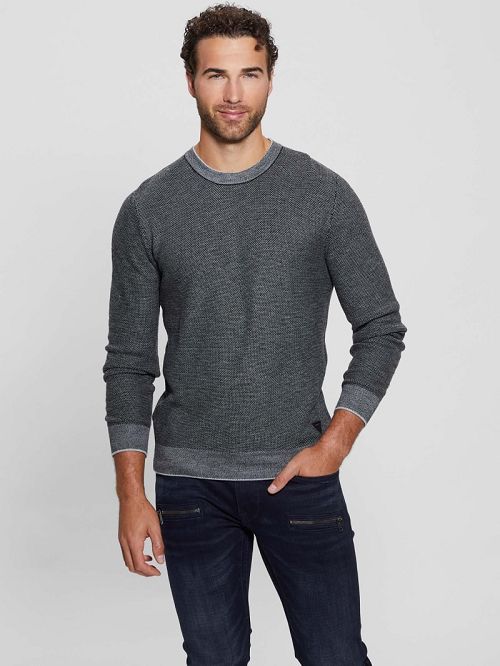 Guess Eco Earle Stitched Sweater Negrii | GUESS-SN31020