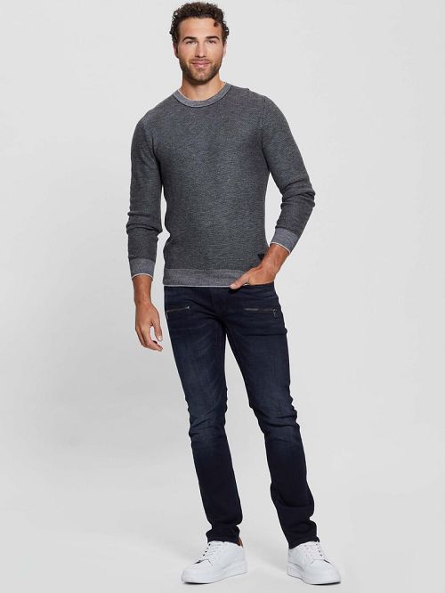 Guess Eco Earle Stitched Sweater Negrii | GUESS-SN31020