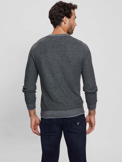 Guess Eco Earle Stitched Sweater Negrii | GUESS-SN31020