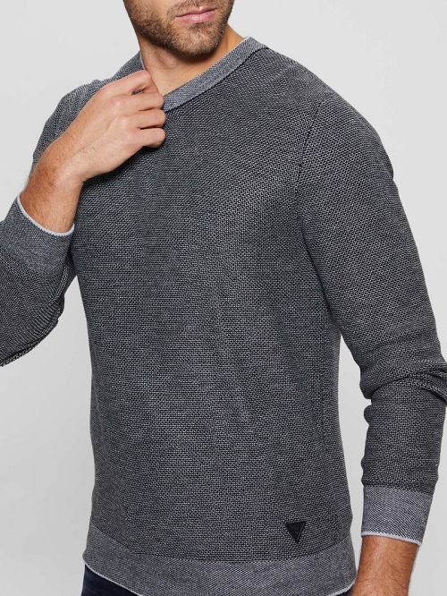 Guess Eco Earle Stitched Sweater Negrii | GUESS-SN31020