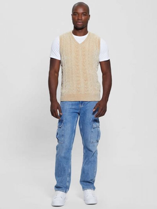 Guess Eco Ebe Cable-Knit Chenille Sweater Vest Albi | GUESS-SN31057