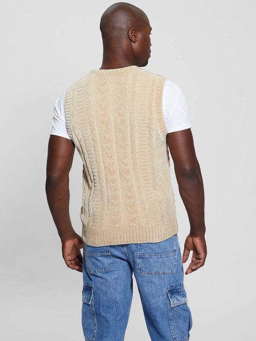 Guess Eco Ebe Cable-Knit Chenille Sweater Vest Albi | GUESS-SN31057