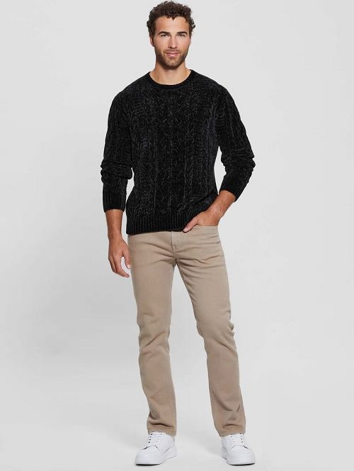 Guess Eco Egidio Cable-Knit Chenille Sweater Negrii | GUESS-SN31040