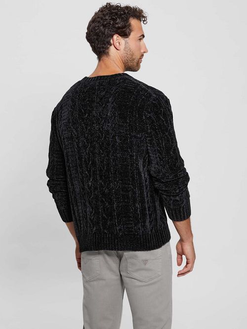 Guess Eco Egidio Cable-Knit Chenille Sweater Negrii | GUESS-SN31040