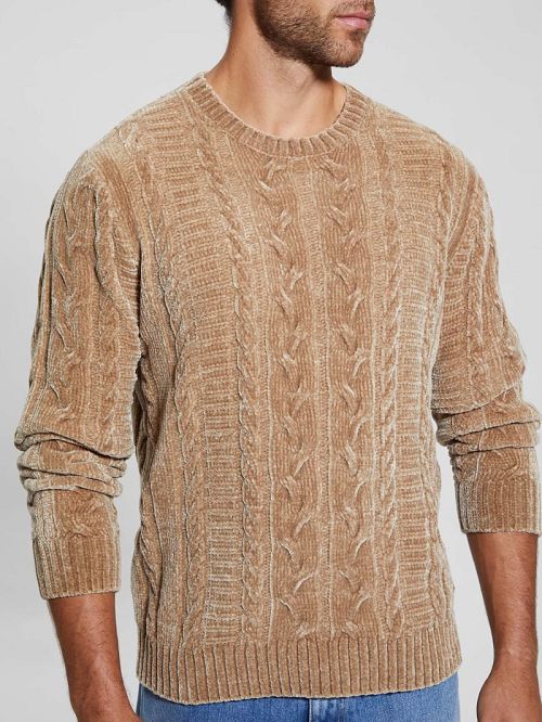 Guess Eco Egidio Cable-Knit Chenille Sweater Bej | GUESS-SN31069