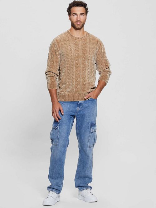 Guess Eco Egidio Cable-Knit Chenille Sweater Bej | GUESS-SN31069
