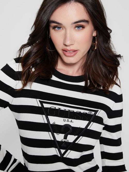 Guess Eco Eloise Sweater Negrii Albi | GUESS-SN27726
