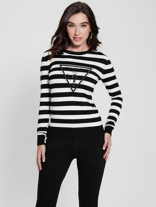 Guess Eco Eloise Sweater Negrii Albi | GUESS-SN27726