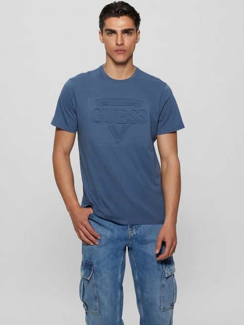Guess Eco Embossed Tee Albastri | GUESS-SN30524