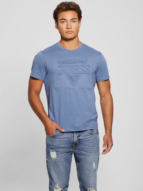 Guess Eco Embossed Tee Albastri | GUESS-SN30672
