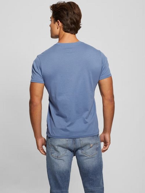 Guess Eco Embossed Tee Albastri | GUESS-SN30672