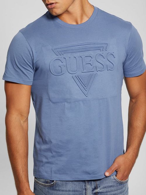 Guess Eco Embossed Tee Albastri | GUESS-SN30672