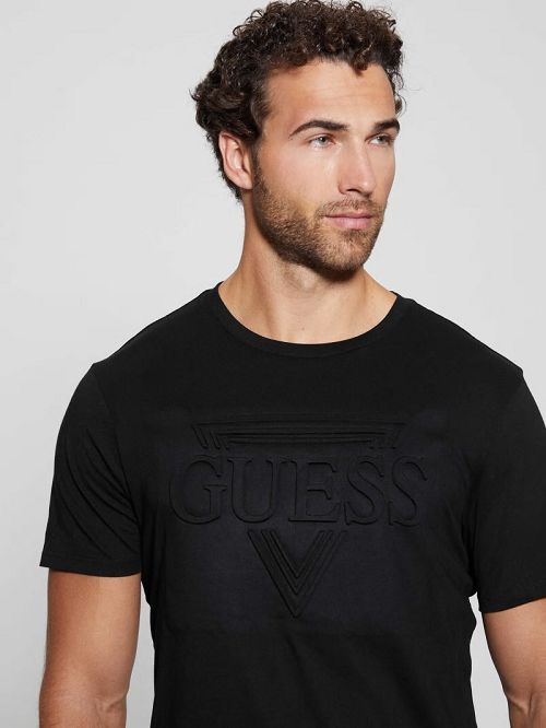 Guess Eco Embossed Tee Negrii | GUESS-SN30639