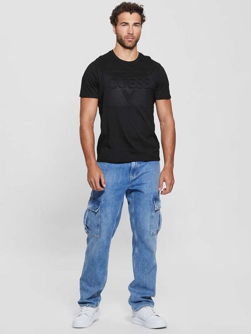 Guess Eco Embossed Tee Negrii | GUESS-SN30639