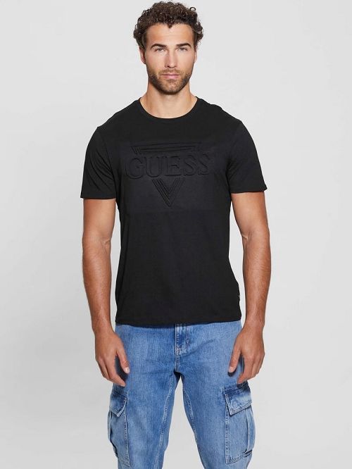 Guess Eco Embossed Tee Negrii | GUESS-SN30639