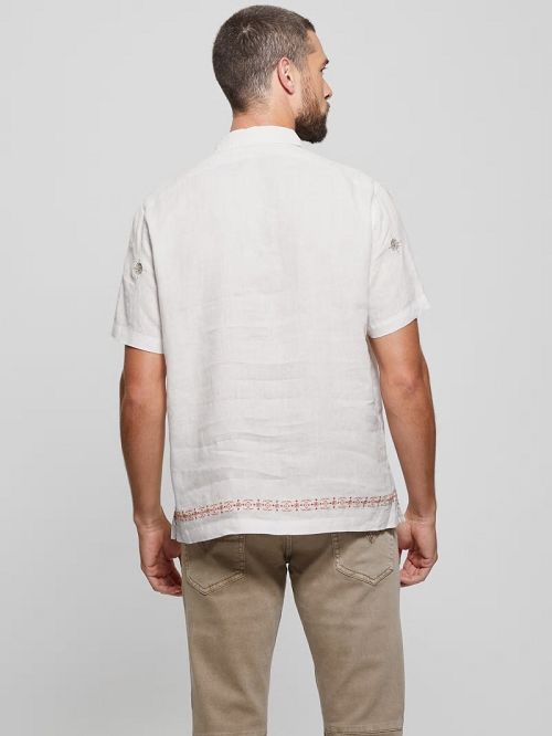 Guess Eco Embroidered Border Linen Shirt Albi | GUESS-SN31231