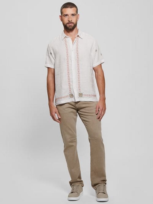 Guess Eco Embroidered Border Linen Shirt Albi | GUESS-SN31231