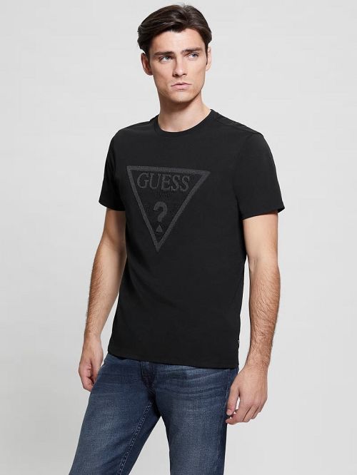 Guess Eco Embroidered Logo Tee Negrii | GUESS-SN30482