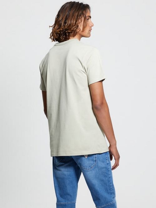 Guess Eco Embroidered Signature Tee Bej | GUESS-SN30601