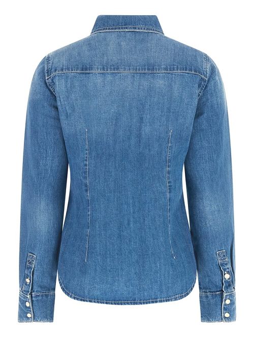 Guess Eco Equity Rhinestone Pocket Denim Shirt Albastri | GUESS-SN27589
