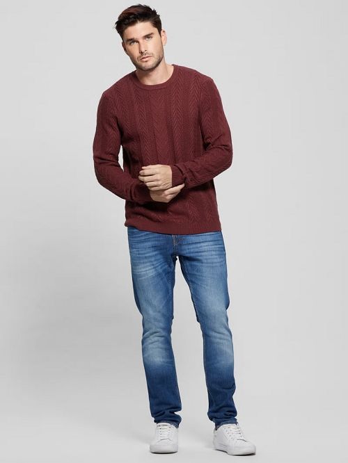 Guess Eco Ethan Cable Knit Sweater Rosii | GUESS-SN30891