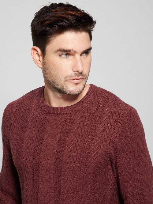Guess Eco Ethan Cable Knit Sweater Rosii | GUESS-SN30891