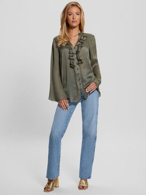 Guess Eco Eva Chiffon Top Verzi | GUESS-SN27266