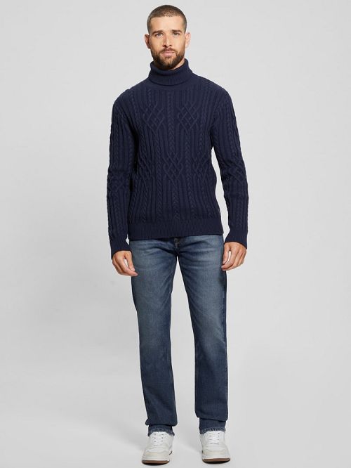 Guess Eco Evander Cable-Knit Sweater Albastri | GUESS-SN31050