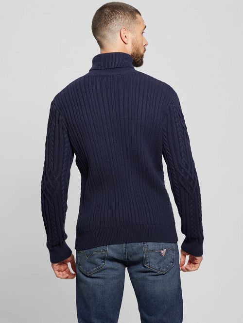 Guess Eco Evander Cable-Knit Sweater Albastri | GUESS-SN31050