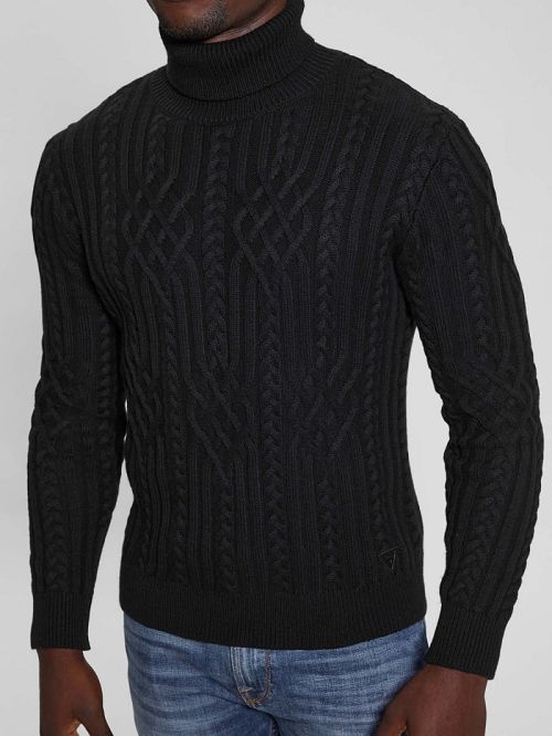 Guess Eco Evander Cable-Knit Sweater Negrii | GUESS-SN30923