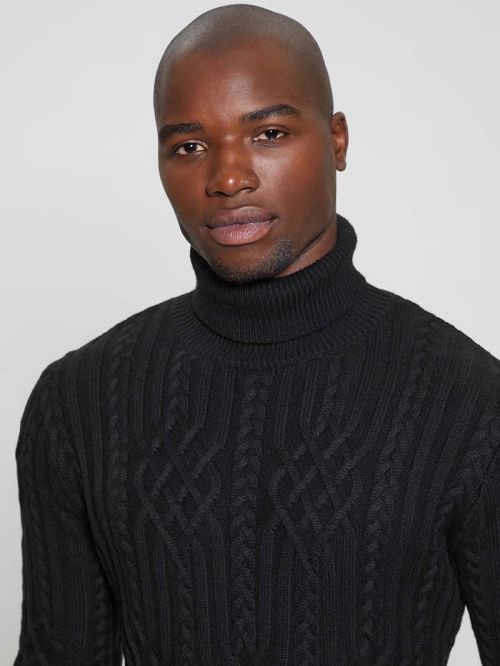 Guess Eco Evander Cable-Knit Sweater Negrii | GUESS-SN30923