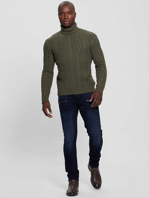 Guess Eco Evander Cable-Knit Sweater Verzi | GUESS-SN31054