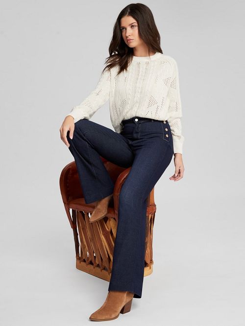 Guess Eco Faye Sailor Flared Jeans Albastri | GUESS-SN26568