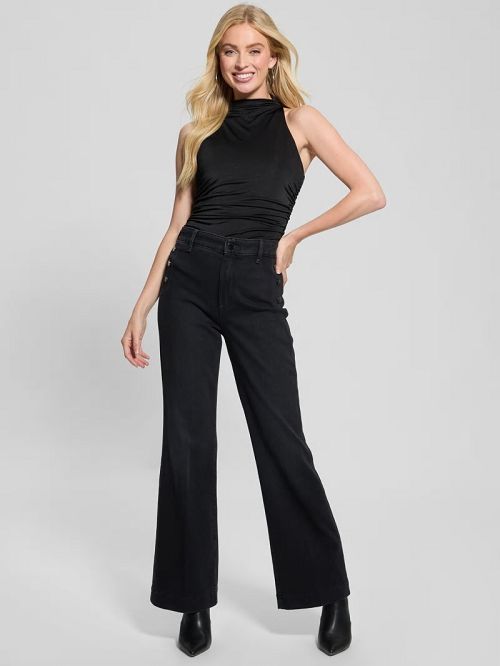 Guess Eco Faye Sailor Flared Jeans Negrii | GUESS-SN26657