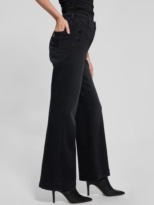 Guess Eco Faye Sailor Flared Jeans Negrii | GUESS-SN26657