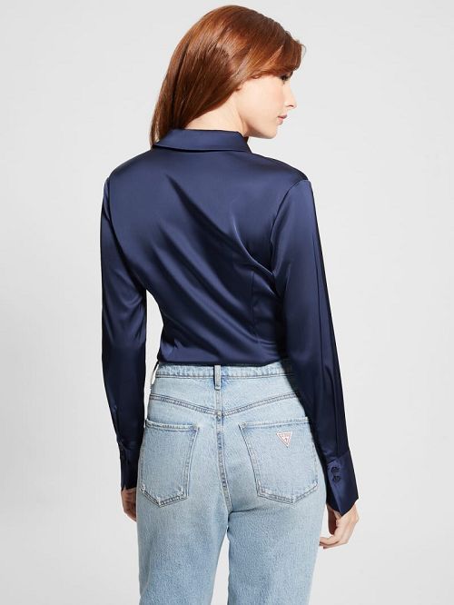 Guess Eco Fernanda Corset Top Albastri | GUESS-SN27536