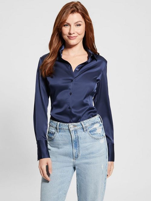 Guess Eco Fernanda Corset Top Albastri | GUESS-SN27536