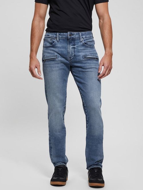 Guess Eco Finnley Zippered Tapered Jeans Negrii | GUESS-SN30452