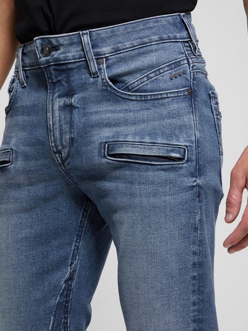 Guess Eco Finnley Zippered Tapered Jeans Negrii | GUESS-SN30452