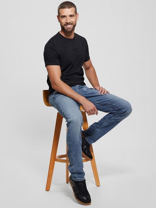 Guess Eco Finnley Zippered Tapered Jeans Negrii | GUESS-SN30452