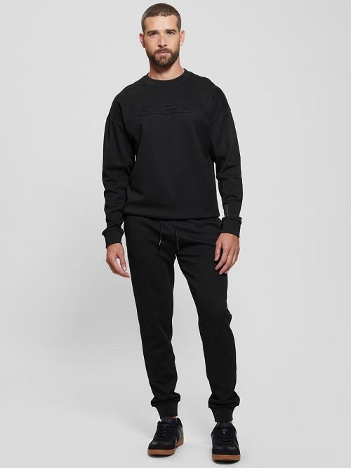 Guess Eco Fleece Crewneck Sweatshirt Negrii | GUESS-SN31592