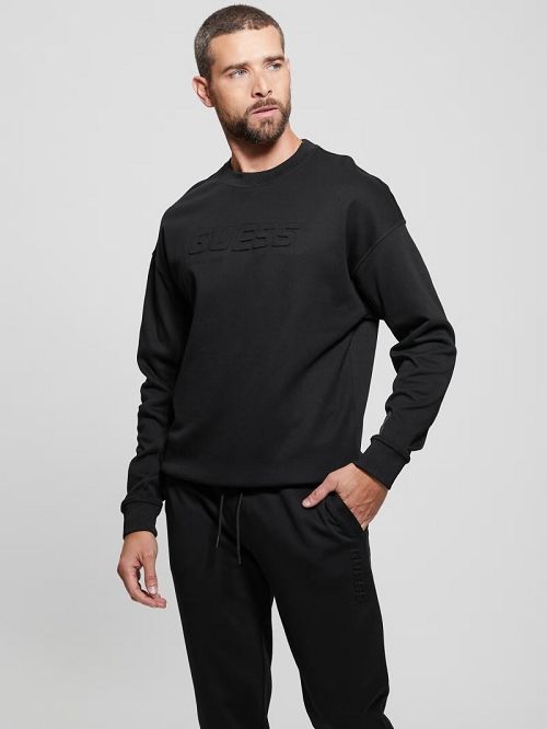 Guess Eco Fleece Crewneck Sweatshirt Negrii | GUESS-SN31592