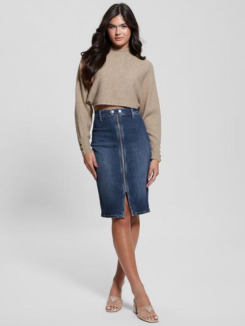 Guess Eco Flo Midi Denim Skirt Albastri | GUESS-SN26659